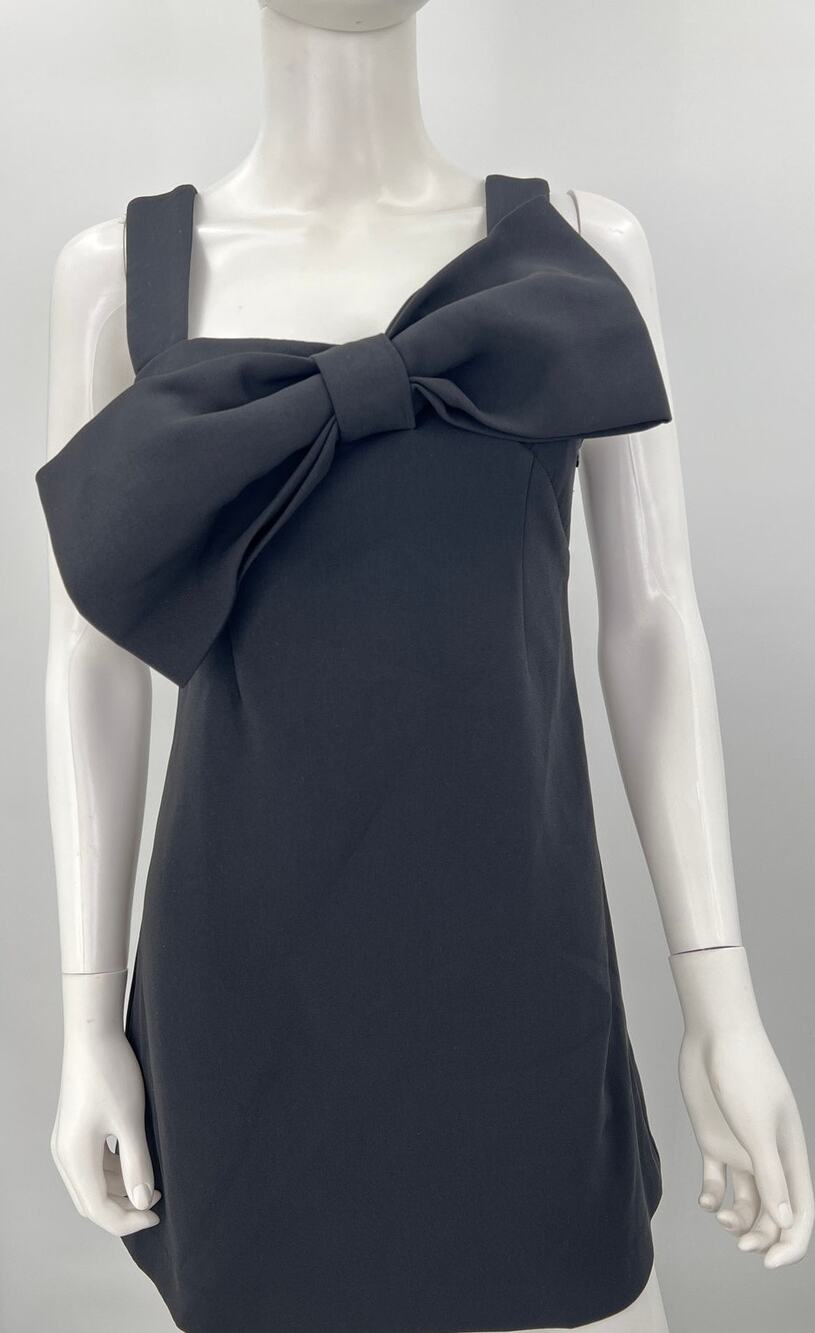 English Factory Black Oversized Bow Mini Dress Size Small